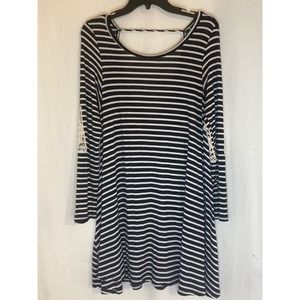 Pronto Womens T Shirt‎ Dress Black & White Stripes  Size M